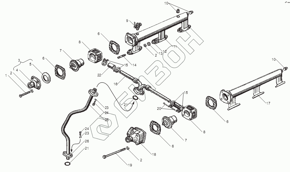Схема двигателя ЯМЗ-238