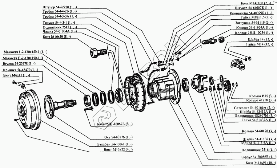 Редуктор КЗК-10-0107200-01 правый бортовой КЗС-1218, КЗС-10К