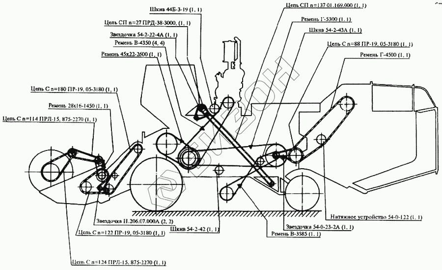 Схема ремней на дон 1500б