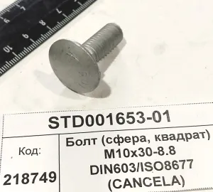 Болт (сфера, квадрат) М10х30-8.8 DIN603/ISO8677 (CANCELA)