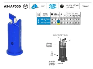 Распылитель инжекторный двухфакельный AS-IA7030-03 керамика 70°x30° (синий)(Magnojet) М1003