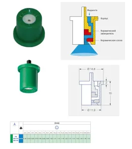 Распылитель полоконусный TR 80-015 80° керамика (зеленый) (Lechler)