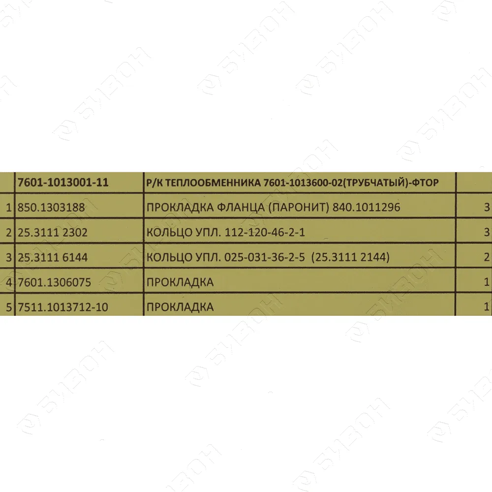 Ремкомплект теплообменника (кругл.) (7601.1013600-02) Фторсиликон (ЯМЗ V6)